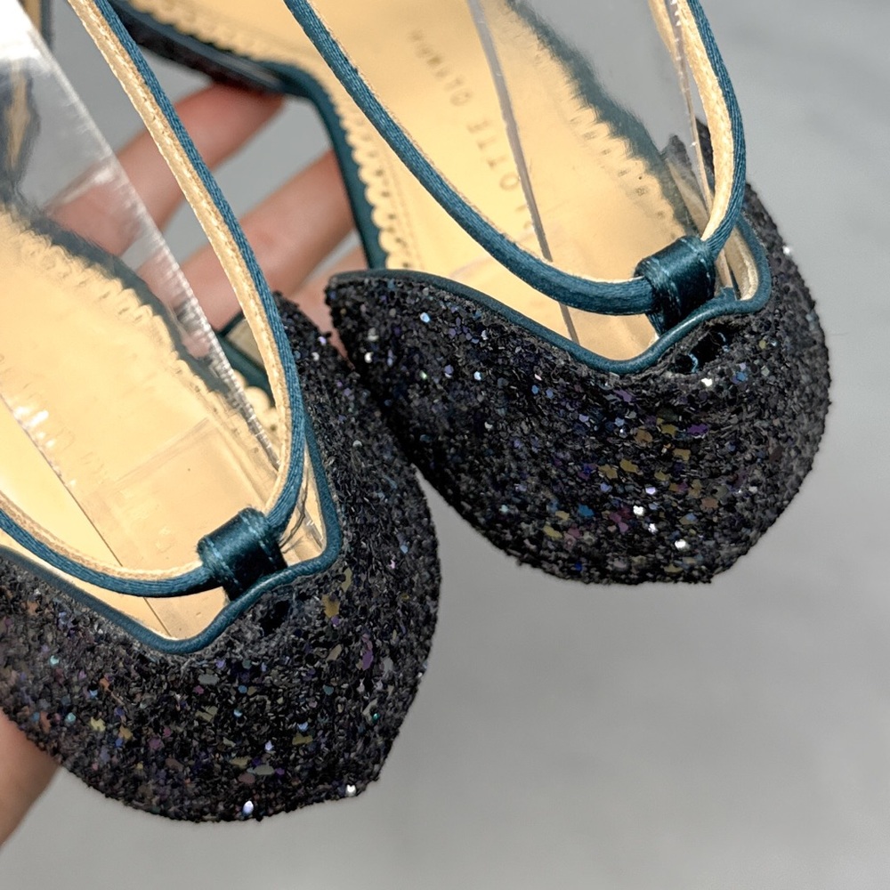 Charlotte Olympia Twilight Princess Glitter Star Ankle Strap Pointed Toe Heels - Picture 12 of 16